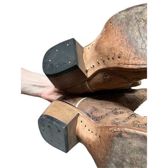 J. B. Dillon Women’s Cowboy Coastal Boots size 9 B Brown Studded - Picture 11 of 14